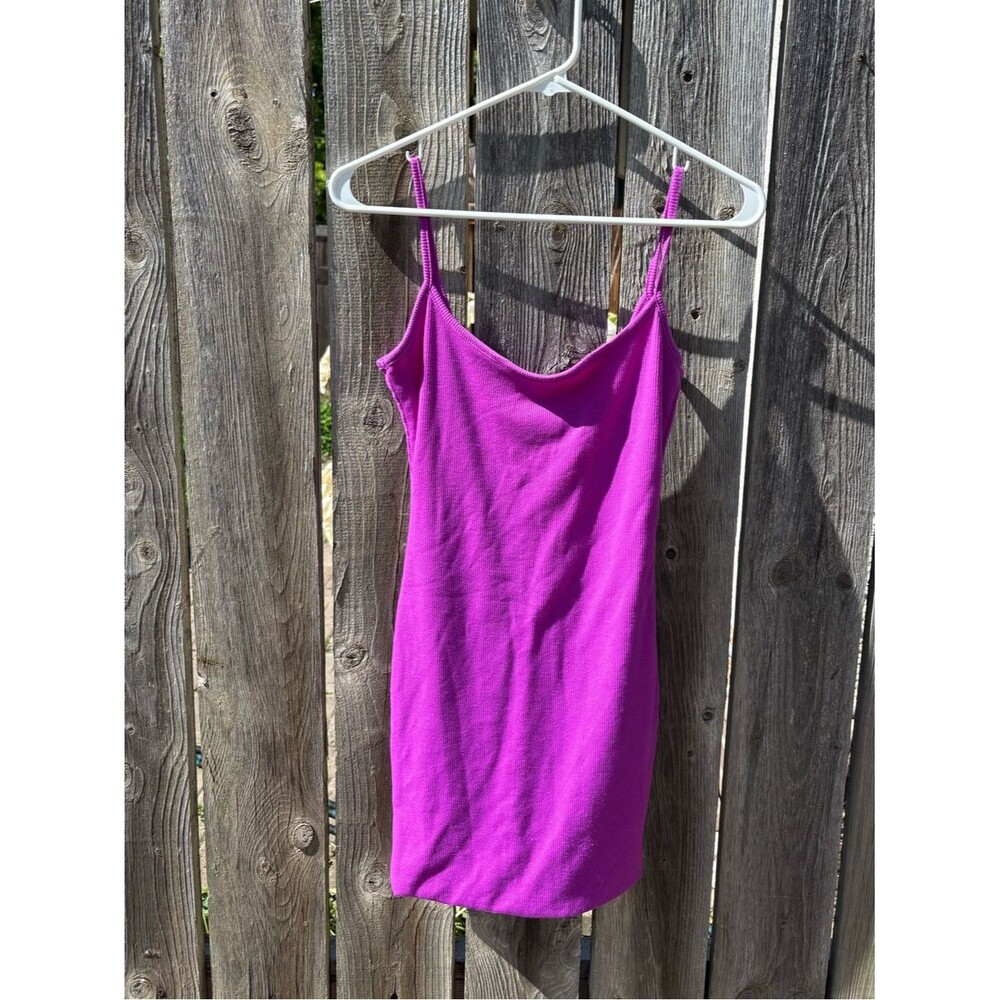 Fashion Nova Bright Magenta Ribbed Tank Dress